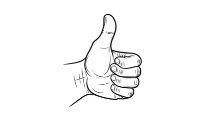 Hand, thumbs up, gesture, approval, white background, positive feedback, website design