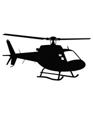 Helicopter silhouette flying, white background, transport