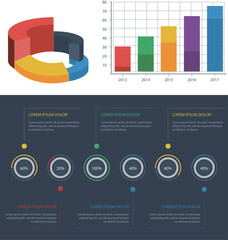 Business report - Internet column and line chart data statistics information chart vector material