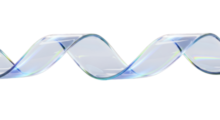 Abstract Glass Ribbon with Iridescent Color and Curves.