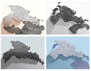 Four variations of a pixelated map