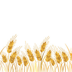 Golden Wheat Field Border Design with Stylized Stalks and Grains