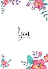 frame with flowers and butterflies