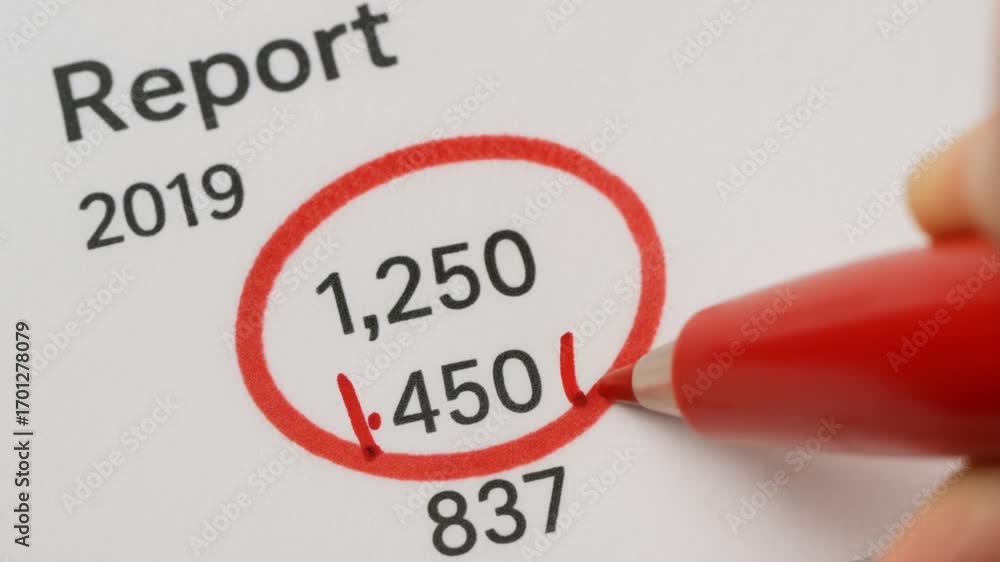Poster import duty policy impact concept. report document with highlighted numbers and a red pen.