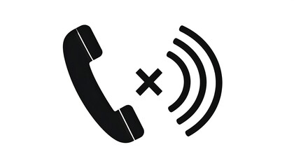 Missed call; phone icon; no signal; white background; communication