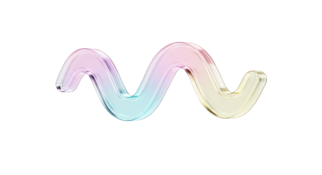 Abstract Gradient Glass Wave Shape on White Background.