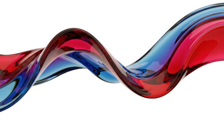 Abstract Red and Blue Glass Ribbon Wave.