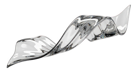 Abstract Clear Glass Ribbon with Curving and Flowing Design.