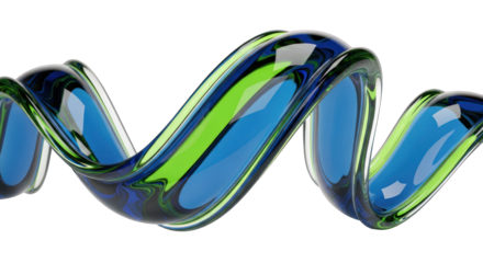 Abstract Swirling Ribbon with Blue and Green Colors.