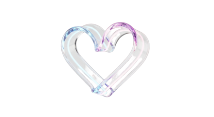 Intertwined Glass Heart with Iridescent Sheen Love Symbol.