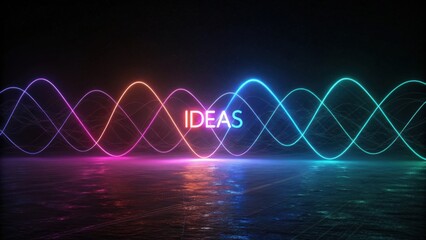 Fototapeta premium Vibrant Waves of Light Representing Creative Ideas in a Dark Environment for Artistic and Inspirational Themes