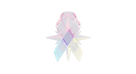 Transparent Iridescent Ribbon with Star-Shaped Base.