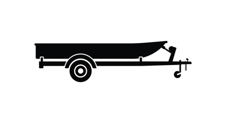 boat on trailer depicted in simple black silhouette