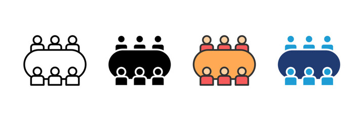 Meeting Table Icon Set Multiple Style Collection