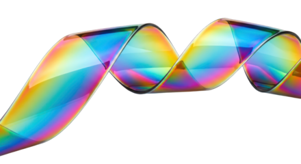 Iridescent Ribbon Abstract with Rainbow Colors and Glossy Surface.