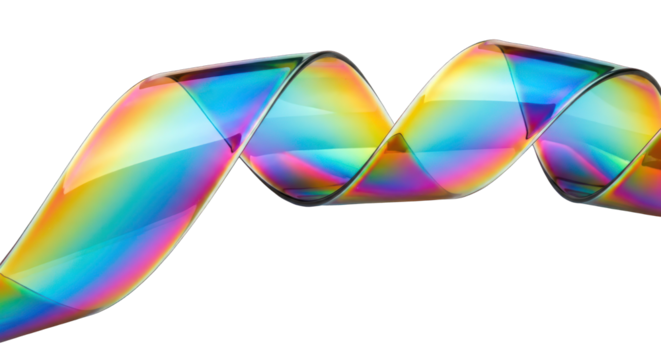 Iridescent Ribbon Abstract with Rainbow Colors and Glossy Surface.
