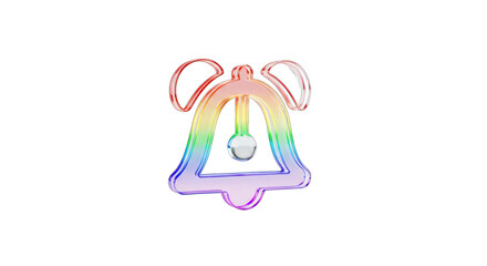 Rainbow Colored Bell with Clapper Isolated on White Background.