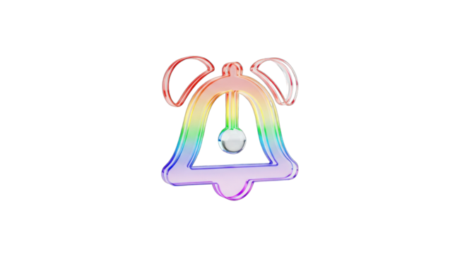 Rainbow Colored Bell with Clapper Isolated on White Background.