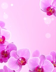 A vibrant background featuring delicate pink orchid flowers in full bloom, showcasing their intricate petals and lush green leaves, creating a serene atmosphere.