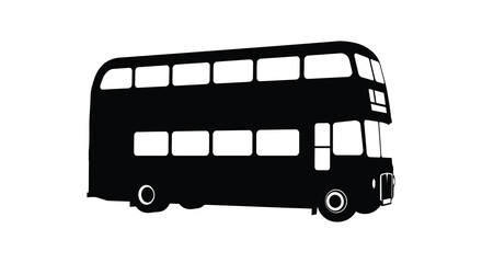 a classic double decker bus captured in silhouette