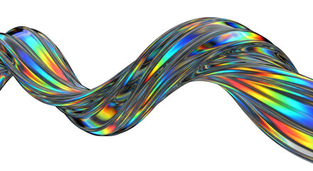 Iridescent Flowing Abstract Metallic Ribbon.