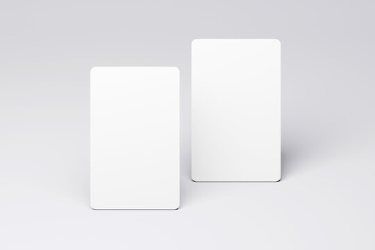 Diagonal rounded corner businesscard mockup（斜め角丸名刺2枚モックアップ ｜ グレー背景）
