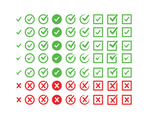 Yes or no symbol, approved or rejected icon for the user interface