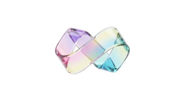 Abstract Colorful Transparent Mobius Strip Shape.
