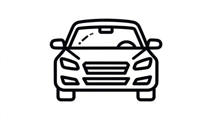 Front view car icon, white background, website use