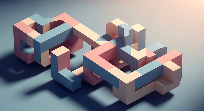 Aesthetic geometric sculpture showcases abstract pastel structure design