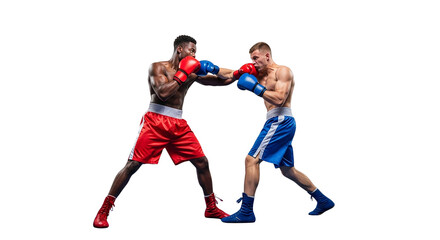 Two young men with boxing gloves isolated on white background