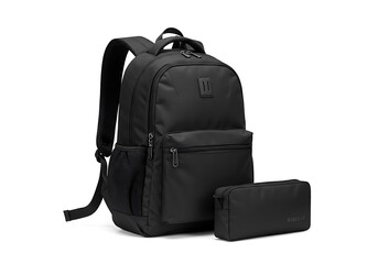 Naklejka premium Black Backpack and Pencil Case Set