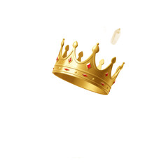 Elegant Golden Crown Adorned with Red Jewels, Set Against a Soft Yellow Background