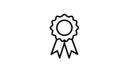 A simple, elegant design of a medal or award ribbon, showcasing a circular emblem with a decorative ribbon.