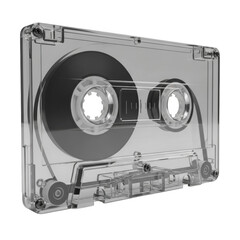 Naklejka premium Transparent audio cassette tape isolated on transparent background for recording