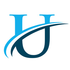 Letter U Logo with Swoosh Graphic
