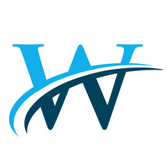 Letter W  Logo with Swoosh Graphic