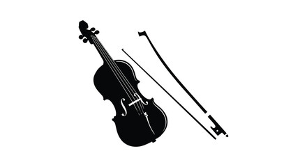 Obraz premium elegant violin and bow depicted in striking silhouette