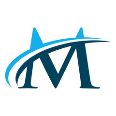 Letter M Logo with Swoosh Graphic