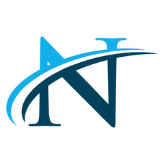 Letter N Logo with Swoosh Graphic