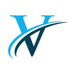 Letter V Logo with Swoosh Graphic