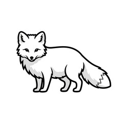 Obraz premium Cute white arctic fox standing, side view cartoon vector illustration, isolated on white background.