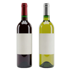 A Realistic 3D Render of Red And White Wine Bottles, Cut Out, Clipping Path, Isolated on a Transparent PNG Background.