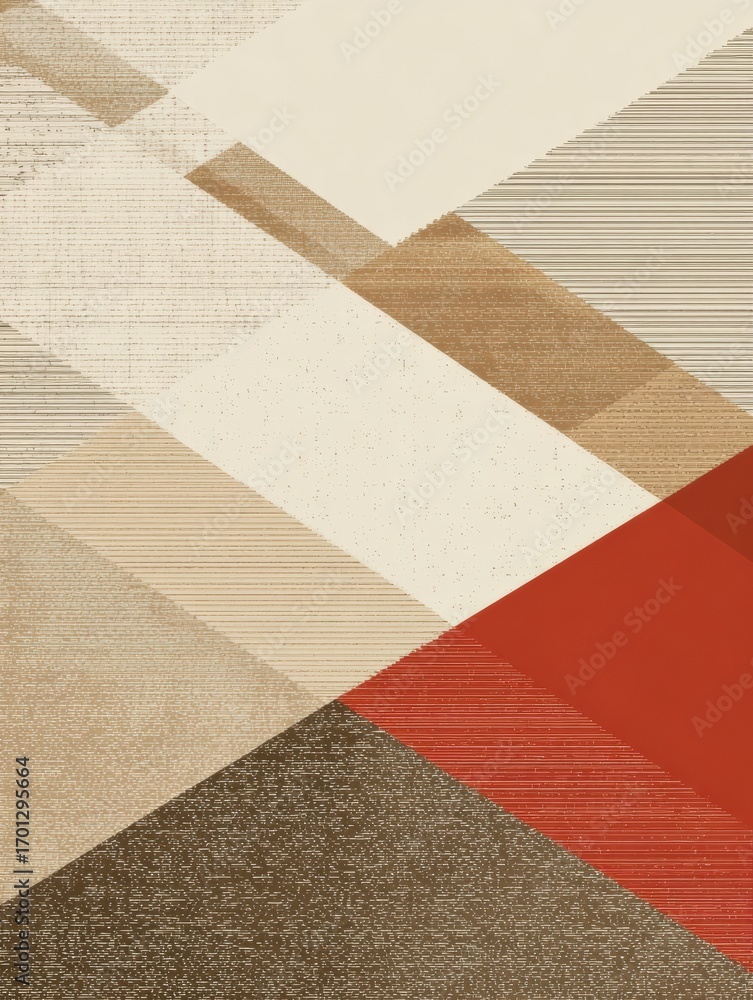 Poster geometric abstract design featuring warm tones and intersecting shapes in a balanced arrangement