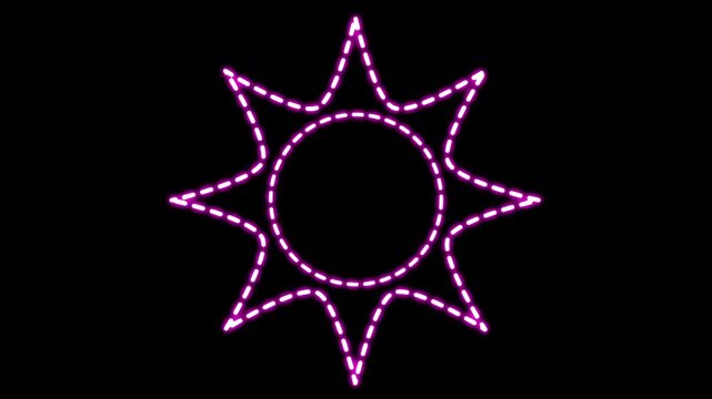 Abstract Dotted Neon Sun Frame. A Looping Animation of a Futuristic Speech Bubble with Laser Dots for Positive Quotes