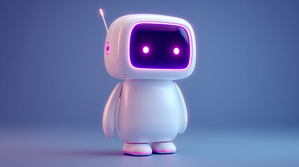 Modern AI Robot with Glowing Purple Eyes