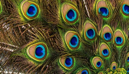 Obraz premium Detailed close-up of peacock feathers