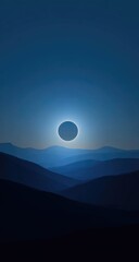 Dark blue mountains, eclipse