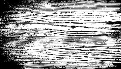 Obraz premium Black and White Distressed Wood Grain Texture Overlay