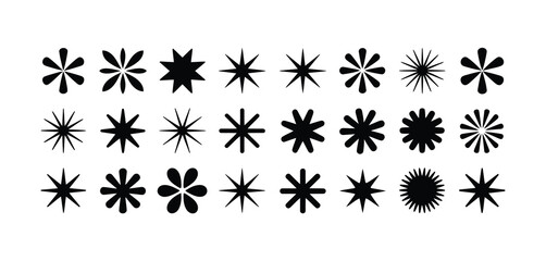 Vector Set of Geometric Shapes,  Brutalist Design Icons and Symbols Featuring Basic Forms, Abstract Elements, Minimalist Signs, and Modern Graphic Design Elements for Print and Digital